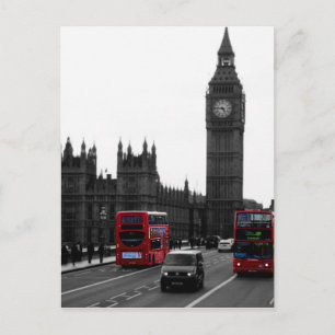 Red London Tour bus en Big Ben Briefkaart