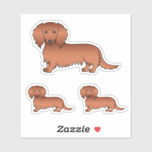 Red Long Hair Dachshund Cute Dog Tekeningen Sticker