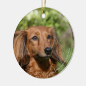 Red Long-haring Miniature Dachshund Keramisch Ornament (Links)