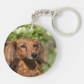 Red Long-haring Miniature Dachshund Sleutelhanger (Achterkant)