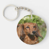 Red Long-haring Miniature Dachshund Sleutelhanger (Voorkant)