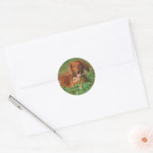 Red Long Hazard Dachshund Ronde Sticker (Envelop)