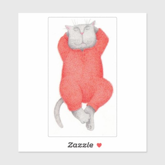 RED LONG JOHNS CAT 6"X6" Vinyl Sticker (Vel)