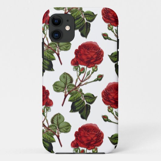 Red Long Stem Roos Patroon Case-Mate iPhone Case (Achterkant)
