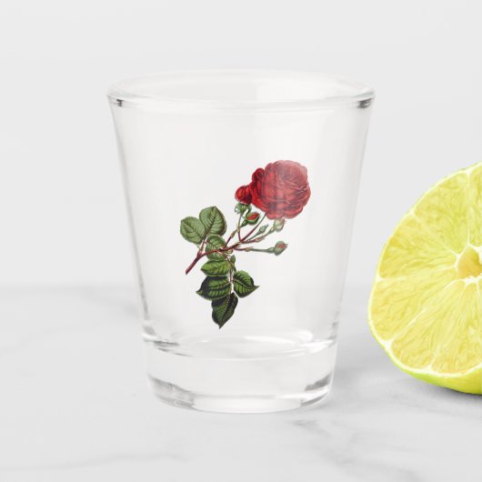 Red Long Stem Roos Shot Glas (Voorkant)