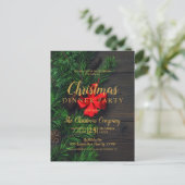 Red Loop Gold Script Kerstdiner Uitnodiging Briefkaart (Staand voorkant)
