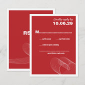 Red Loopy Love Love Lines Wedding Carte RSVP (Devant / Derrière)