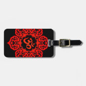 Red Lotus Flower om Black Bagagelabel (Voorkant horizontaal)