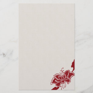 Red Lotus Flower Stationery Briefpapier