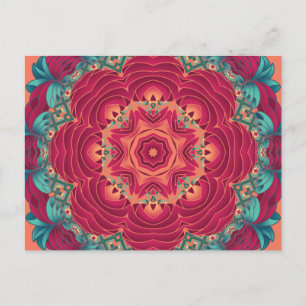 Red Lotus Mandala Briefkaart