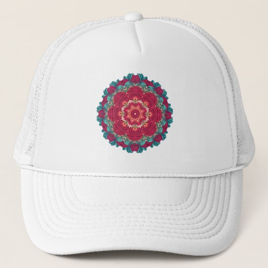 Red Lotus Mandala Trucker Pet (Voorkant)