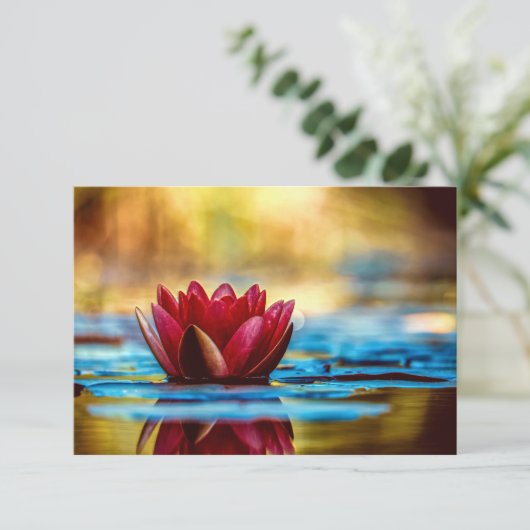 Red Lotus Water Lily Flower Bedankkaart (Staand voorkant)