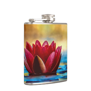 Red Lotus Water Lily Flower Heupfles