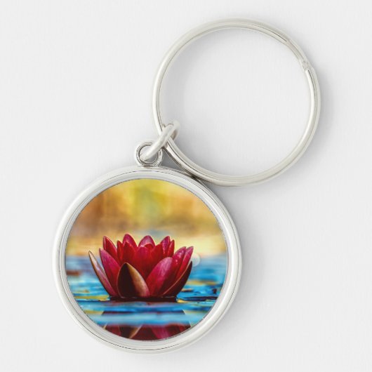 Red Lotus Water Lily Flower Sleutelhanger (Voorkant)