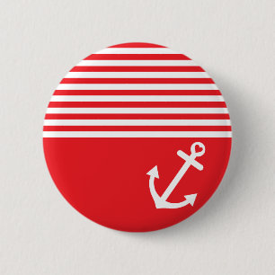 Red Love Anchor Nautical Ronde Button 5,7 Cm