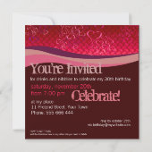 Red Love Bubbles Fête Anniversaire Invitation (Dos)