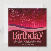 Red Love Bubbles Fête Anniversaire Invitation (Devant)