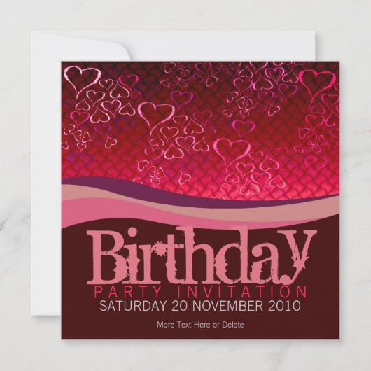 Red Love Bubbles Fête Anniversaire Invitation (Devant)