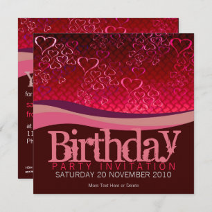 Red Love Bubbles Fête Anniversaire Invitation