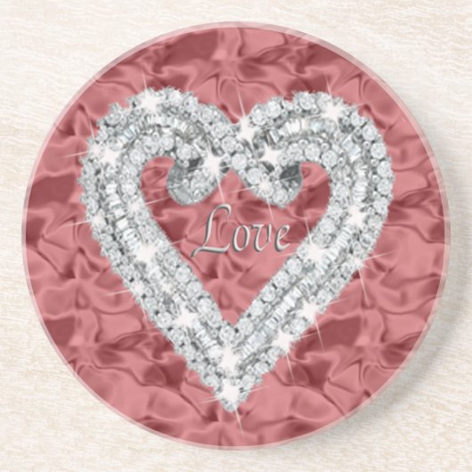 Red Love Diamond Heart Dessous de verre (Devant)