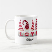 RED LOVE GNOMES VALENTINE'S DAY NAME MUG (Gauche)