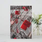 Red Love hangsloten Briefpapier (Staand voorkant)