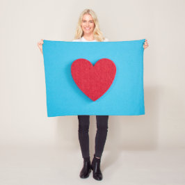 Red Love Heart Fleece Deken
