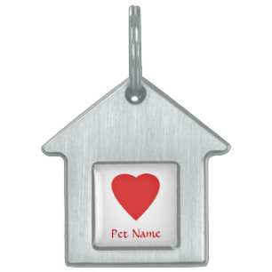 Red Love Heart. Huisdieren Naamplaatje