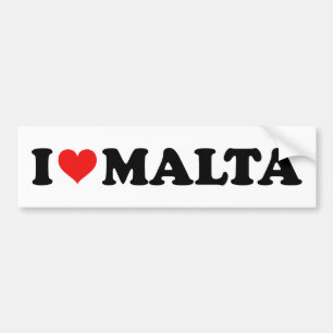 Red Love Heart I Love Malta Travel Souvenir Bumpersticker