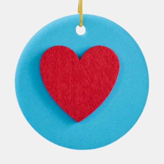 Red Love Heart Keramisch Ornament (Achterkant)