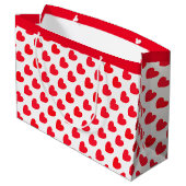 Red Love Heart Pattern op wit Groot Cadeauzakje (Achterkant Gekanteld)