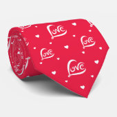 Red Love Heart Pattern Stropdas (Opgerold)