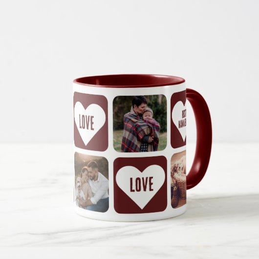 Red Love Heart Photo Best Nana Ever Mug (Devant droit)
