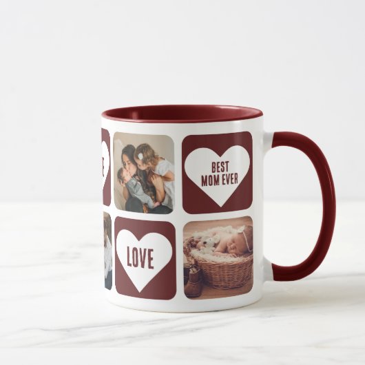 Red Love Heart Photo Meilleur Maman Jamais Mug (Droite)