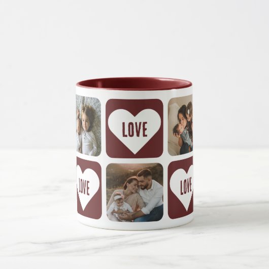 Red Love Heart Photo Meilleur Maman Jamais Mug (Centre)