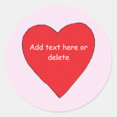 Red Love Heart Ronde Sticker (Voorkant)