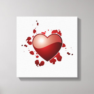 Red Love Heart Symbol Canvas Afdruk