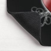 Red Love Heart tegen Midnight Black Muismat (Hoek)