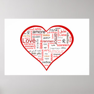 Red Love Heart Typografie Poster