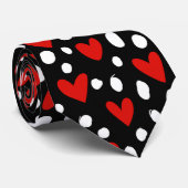 Red Love Heart Valentijnsdag Romantic Pattern Stropdas (Opgerold)