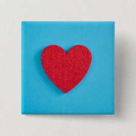 Red Love Heart Vierkante Button 5,1 Cm