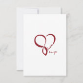 Red Love Heart Wedt Cartes RSVP (Dos)