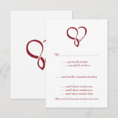 Red Love Heart Wedt Cartes RSVP (Devant / Derrière)