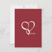 Red Love Heart Wedt Cartes RSVP (Dos)