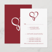Red Love Heart Wedt Cartes RSVP (Devant / Derrière)