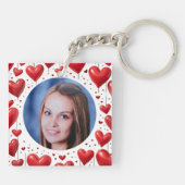 Red Love Hearts Aangepaste foto gepersonaliseerd Sleutelhanger (Achterkant)