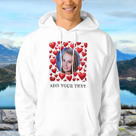 Red Love Hearts Aangepaste Fototekst Gepersonalise Hoodie