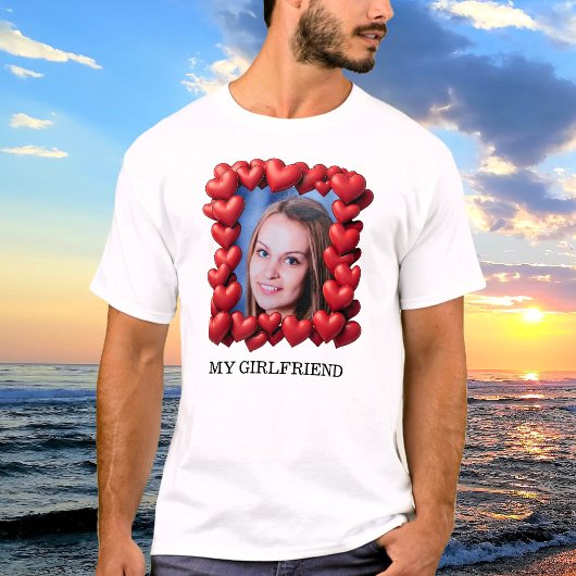 Red Love Hearts ingelijst Fototekst gepersonalisee T-shirt