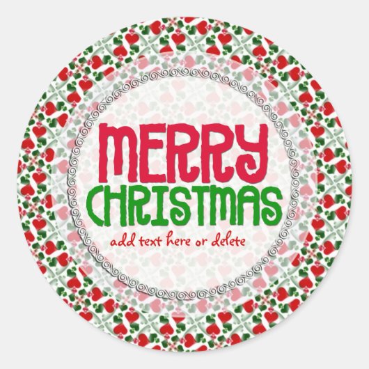 Red Love Hearts kerstcadeaulabel Sticker (Voorkant)