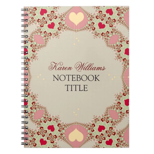 Red Love Hearts Pastel Lace Carnet (Devant)